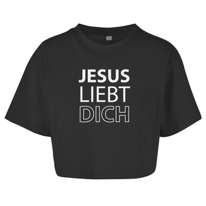 Damen Oversize Crop Top jesus liebt dich