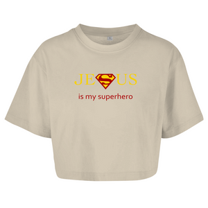 Damen Oversize Crop Top jesus is my superhero