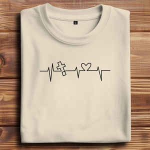Oversize T-Shirt Herzschlag Kreuz