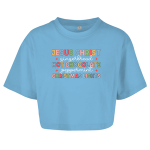 Damen Oversize Crop Top jesus christ gingerbread