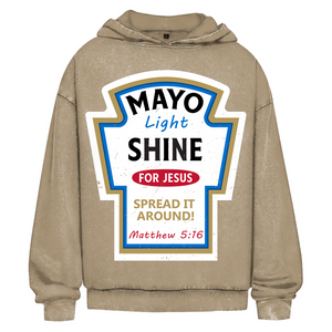 Oversize Washed Hoodie mayo light shine matthew 5:16