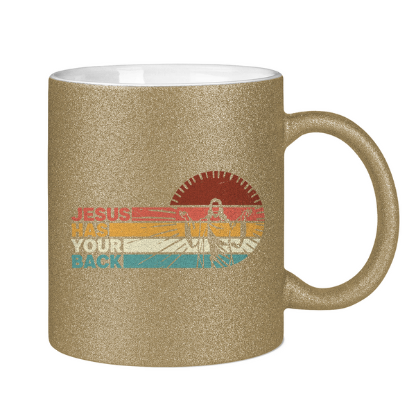 Glitzertasse jesus has your back