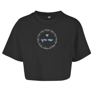 Damen Oversize Crop Top you are strong amazing