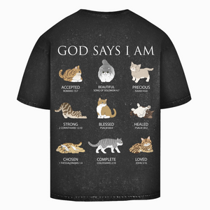 Oversize Washed T-Shirt god says i am accepted romans 15:7