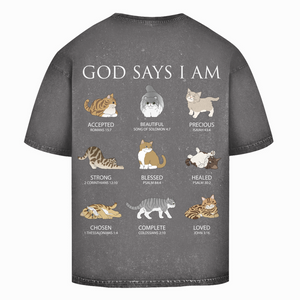 Oversize Washed T-Shirt god says i am accepted romans 15:7