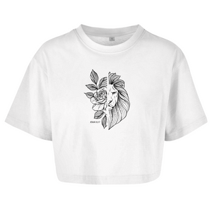 Damen Oversize Crop Top Blume Löwe jesaja 33,17