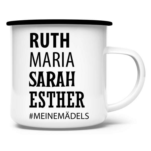 Emaille Tasse ruth maria sarah esther