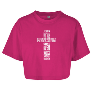 Damen Oversize Crop Top jesus: ich bin das leben johannes 14:6
