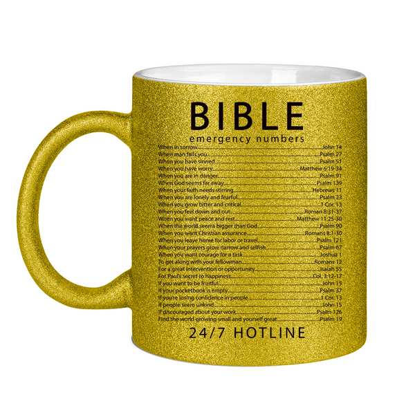 Glitzertasse bible emegrency numbers