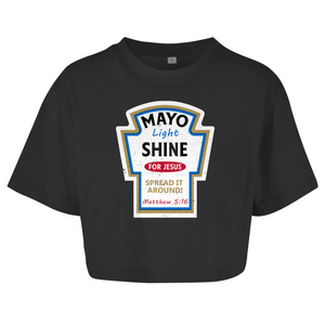 Damen Oversize Crop Top mayo light shine matthew 5:16
