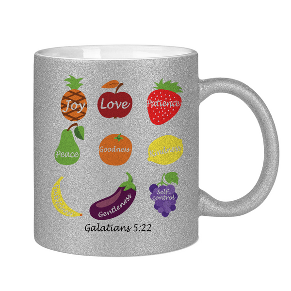 Glitzertasse joy love peace galatians 5:22