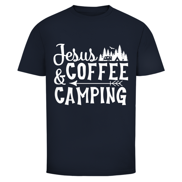 Herren T-Shirt jesus coffee camping