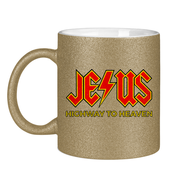 Glitzertasse jesus highway to heaven