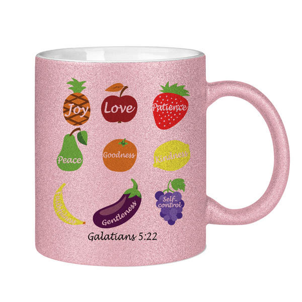 Glitzertasse joy love peace galatians 5:22