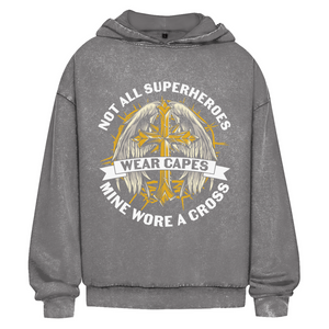 Oversize Washed Hoodie mine superheroes wore cross