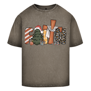Oversize Washed T-Shirt faith weihnachtsmotiv