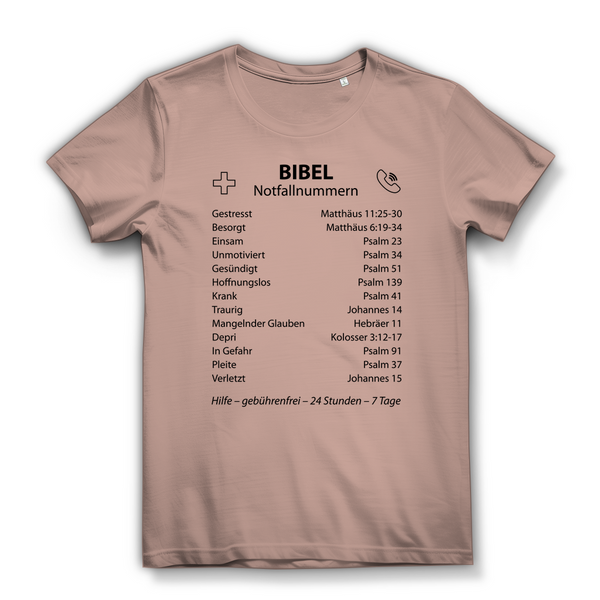 Damen Bio T-Shirt bibel notfallnummern