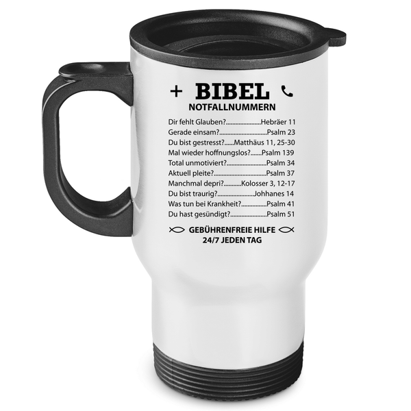 Edelstahl-Thermobecher bibel notfallnummern