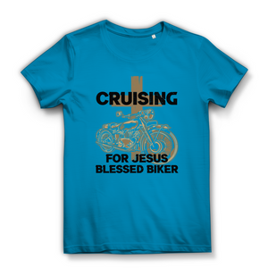 Damen Bio T-Shirt cruising for jesus blessed biker