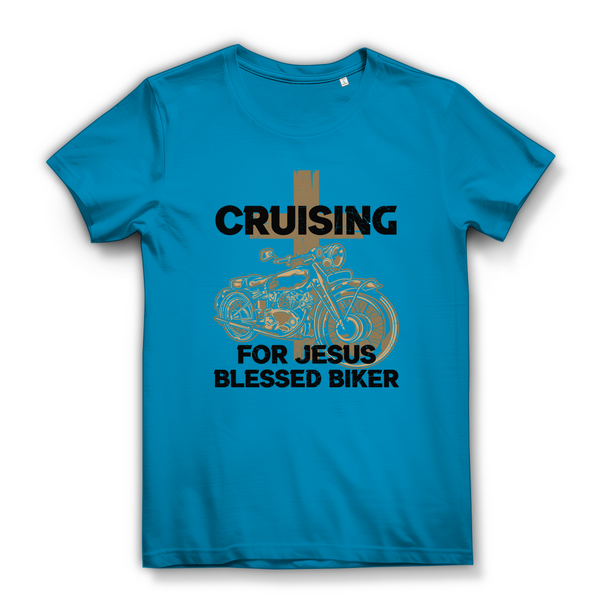 Damen Bio T-Shirt cruising for jesus blessed biker