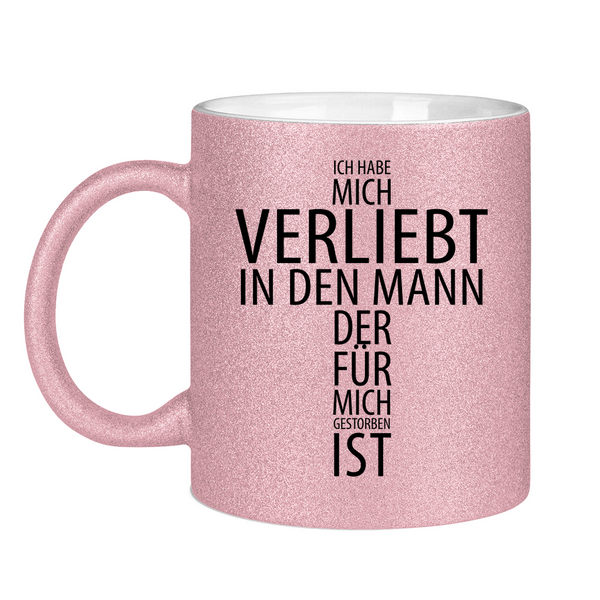 Glitzertasse ich habe mich verliebt