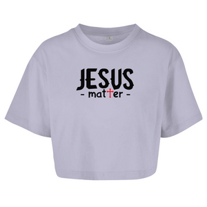 Damen Oversize Crop Top jesus matter