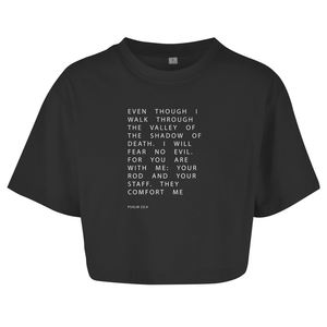 Damen Oversize Crop Top i will fear no evil psalm 23:4