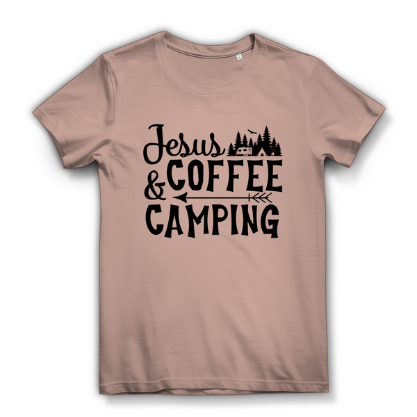 Damen Bio T-Shirt jesus coffee camping