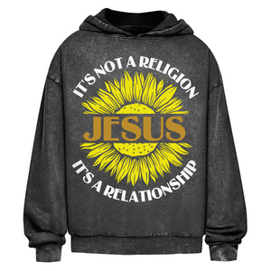 Oversize Washed Hoodie jesus its a repationship