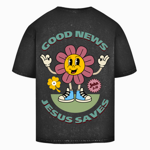 Oversize Washed T-Shirt good news jesus saves