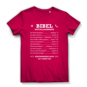 Damen Bio T-Shirt bibel notfallnummern