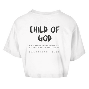 Damen Oversize Crop Top child of god galatians 3:26