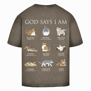 Oversize Washed T-Shirt god says i am accepted romans 15:7