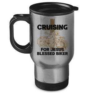 Edelstahl-Thermobecher cruising for jesus blessed biker