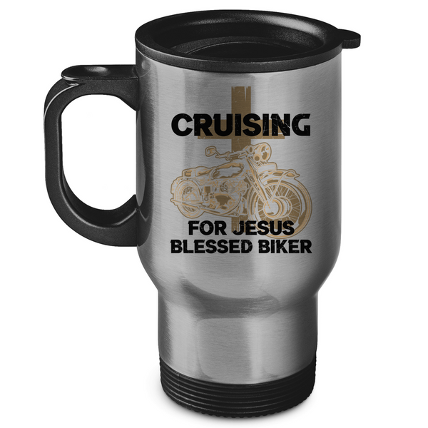 Edelstahl-Thermobecher cruising for jesus blessed biker