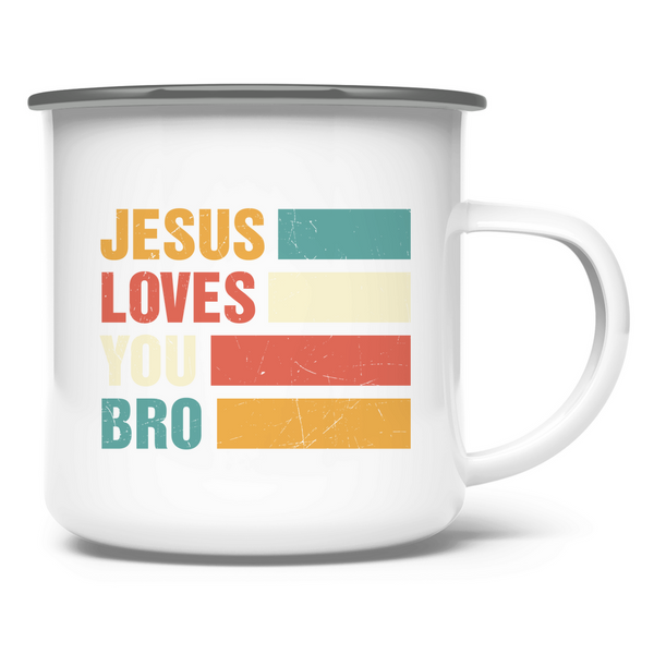 Emaille Tasse jesus loves you bro