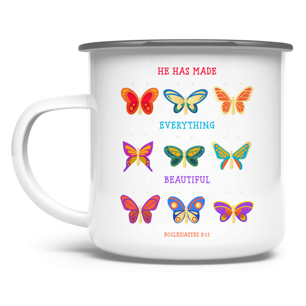 Emaille Tasse made everyhing beautiful ecclesiastes 3:11