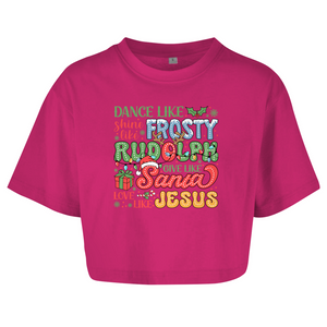 Damen Oversize Crop Top dance like frosty love like jesus