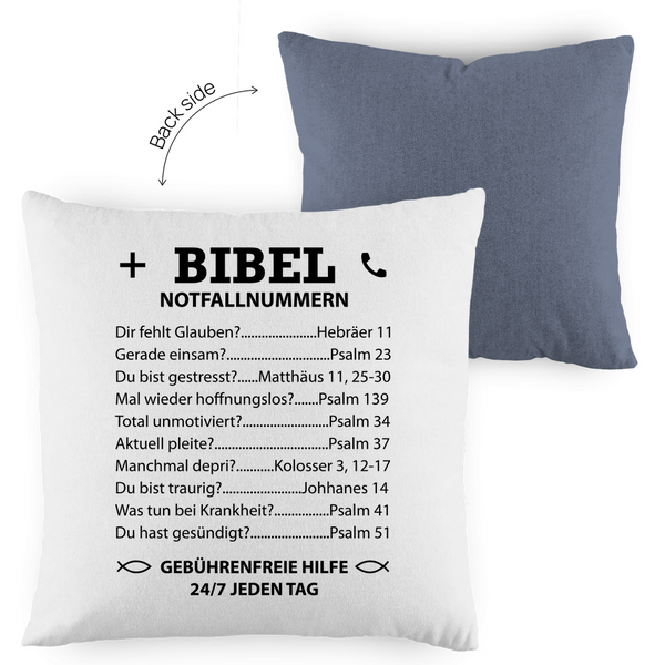 Kopfkissen zweifarbig bibel notfallnummern