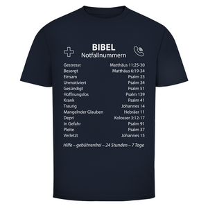 Herren T-Shirt bibel notfallnummern