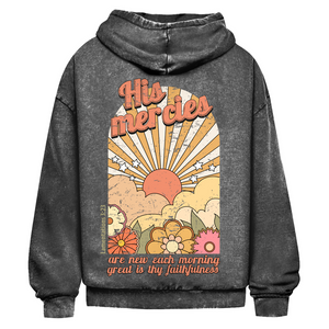 Oversize Washed Hoodie great is thy faithfulness lamentations 3:23