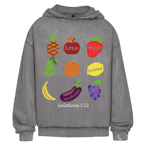 Oversize Washed Hoodie Joy Love Patience galatians 5:22