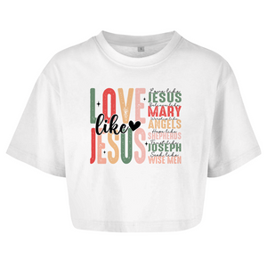 Damen Oversize Crop Top love like jesus