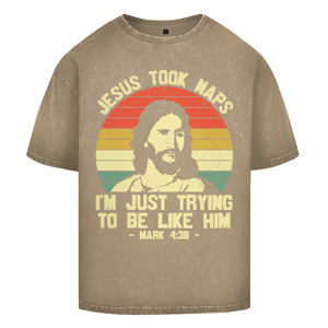 Oversize Washed T-Shirt jesus took naps mark 4:38