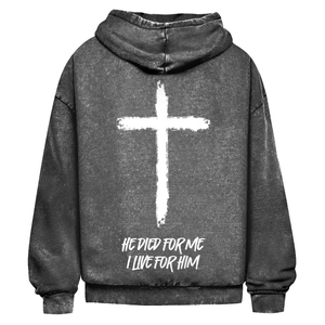 Oversize Washed Hoodie he died for me i live for him