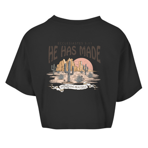 Damen Oversize Crop Top everything beautiful ecclesiastes 3:11