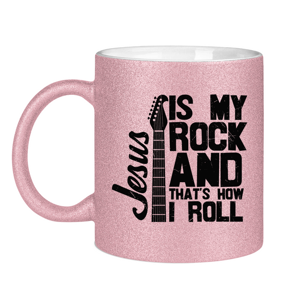 Glitzertasse jesus is my rock gitarrenspieler