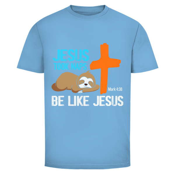 Herren T-Shirt jesus took naps mark 4:38 faultier