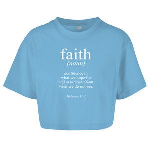 Damen Oversize Crop Top faith hebrews 11:1