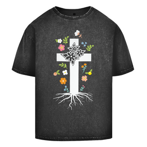 Oversize Washed T-Shirt kreuz roots
